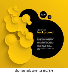 Black And Yellow Vector Abstract Background Composed Of Overlapping Circles 