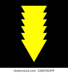 Black and yellow vector graphic of a yellow barb like object pointing downwards on a black background