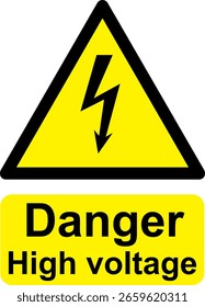 Gráfico de Vector negro y amarillo de señal de advertencia de alto voltaje de peligro