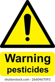 Gráfico de Vector negro y amarillo de la señal de advertencia de pesticidas. Consiste en un símbolo en un triángulo sobre el texto de advertencia.
