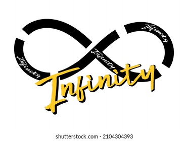 Black yellow vector Infinity lettering forever love symbol line sign silhouette.Eternal,limitless emblem.Cycle,endless,life concept.Logo icon.Decor.DIY.Website banner.Business template.Number eight