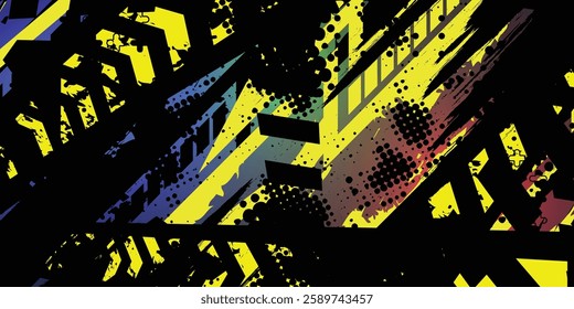 Black and yellow vector line abstract livery design, grunge background, eps 10, editable.