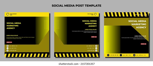Black Yellow Vector Social Media Post Template, vector art illustration and text