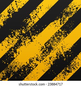 Black and yellow warning background with grunge splatter