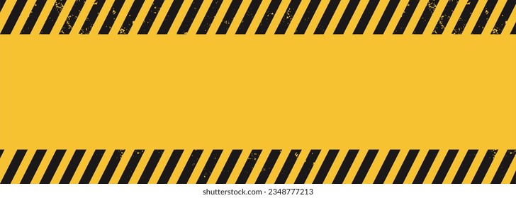 Black and yellow warning line striped rectangular background. Vector illustration