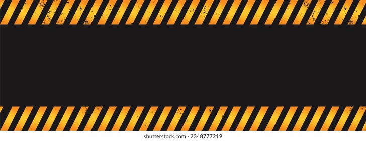 Black and yellow warning line striped rectangular background. Vector illustration