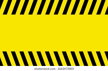 Black and yellow warning line striped rectangular background, yellow and black stripes on the diagonal, a warning to be careful of the potential danger vector template sign border.
