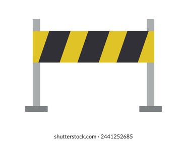 Black and yellow warning sign or barrier for works.