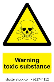 Black and Yellow Warning Sign isolated on a white background -  Toxic substance
