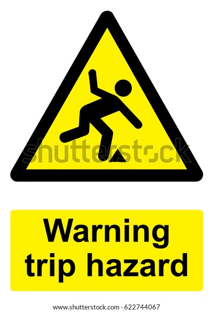 Black and Yellow Warning Sign isolated on a white\
background -  Trip\
hazard