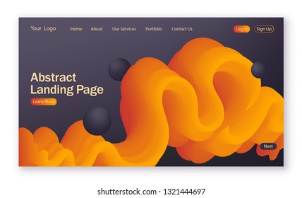 Black and yellow, wave shape, abstract background with liquid form for landing page. Colorful digital and motion pattern. 	
Dynamic textured background with 3d element for website, web page design.