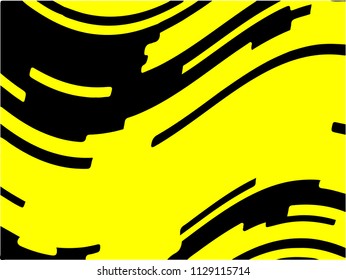 Black and yellow wavy background. Abstract vector pattern.  Dynamic, motion design