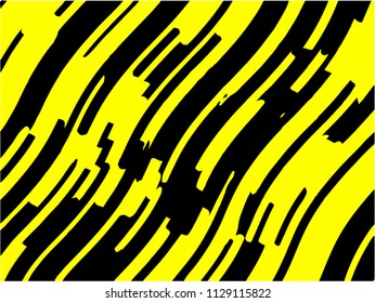 Black and yellow wavy background. Abstract vector pattern.  Dynamic, motion design