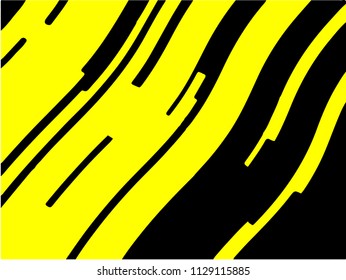 Black and yellow wavy background. Abstract vector pattern.  Dynamic, motion design