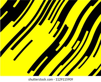 Black and yellow wavy background. Abstract vector pattern.  Dynamic, motion design