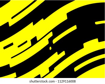 Schwarz-gelber, gewellter Hintergrund. Abstraktes Vektormuster.  Dynamisches, Bewegungsdesign