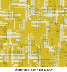 Black, Yellow and White Glitch Effect Textured Cityscape Pattern