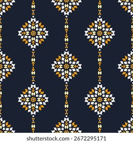 Black, yellow and white luxury vector seamless pattern. Ornament, Traditional, Ethnic, Arabic, Turkish, Indian motifs. Great for fabric and textile, wallpaper, packaging design or any desired idea.