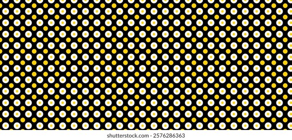 Black yellow and white polka dots pattern background