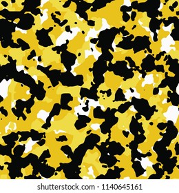 Black Yellow And White Seamless Camo Texture Vector