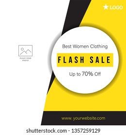 Black and Yellow Women Clothing Social Media Post Marketing Online Shop For Paid Promote