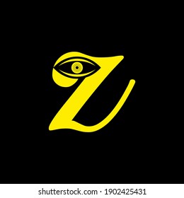 Black yellow of Z initial letter with eye logo template for business purpose