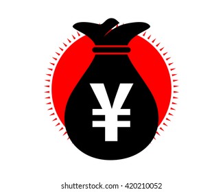 black yen sack currency finance price image vector icon logo