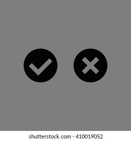 Black yes or no vector sign. Gray background