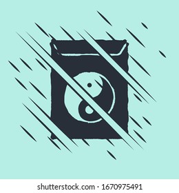 Black Yin Yang und Umschlag Symbol einzeln auf grünem Hintergrund. Symbol der Harmonie und Balance. Glitzer Stil. Vektorillustration-Illustration