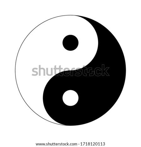Black yin yang on a white background, sign for design, vector illustration