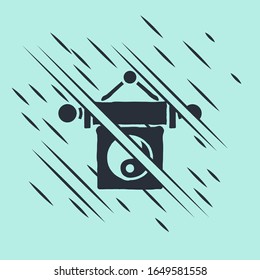 Black Yin Yang symbol of harmony and balance icon isolated on green background. Glitch style. Vector Illustration