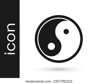 Black Yin Yang symbol of harmony and balance icon isolated on white background.  Vector