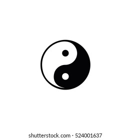 Black yin yang symbol of harmony and balance icon vector