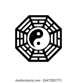 Black yin yang symbol representing Taoist philosophy