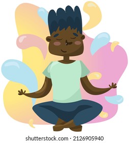 Black Yogi Meditate, Colorful Background