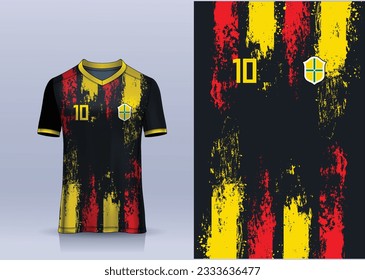black yollow t-shirt sport design template with abstract pattern for soccer jersey. Sport uniform in front view. Tshirt mock up for sport club. Vector Illustration