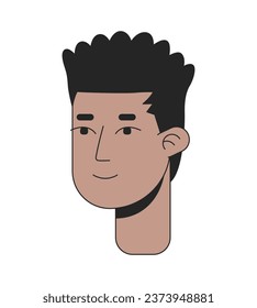 Black young man short dreadlocks with undercut 2D linear cartoon character head. Locks hairstyle african american boy isolated line vector person face white background. Color flat spot illustration