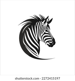 black zebra logo design template, zebra animal silhouette illustration