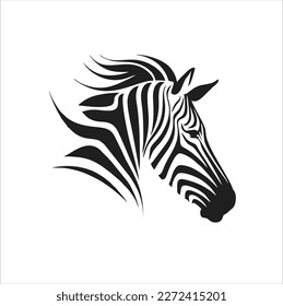 black zebra logo design template, zebra animal silhouette illustration