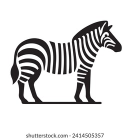 black zebra logo design template, zebra animal silhouette illustration