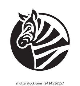 plantilla de diseño de logotipo de cebra negra, ilustración de silueta animal de cebra