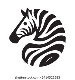 black zebra logo design template, zebra animal silhouette illustration