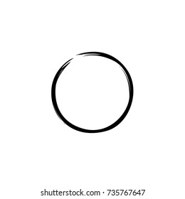 Black Zen Brush Circle Sumi-e Logo, Sign, Icon Watercolor, Illustration, Vector Design