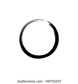 Black Zen Brush Circle Sumi-e Logo, Sign, Icon Watercolor, Illustration, Vector Design