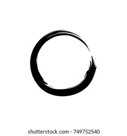 Black Zen Brush Circle Sumi-e Logo, Sign, Icon Watercolor, Illustration, Vector Design