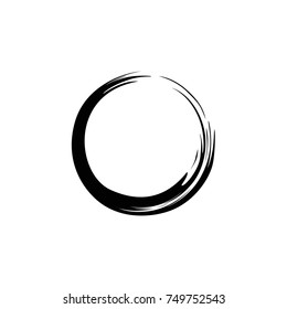 Black Zen Brush Circle Sumi-e Logo, Sign, Icon Watercolor, Illustration, Vector Design