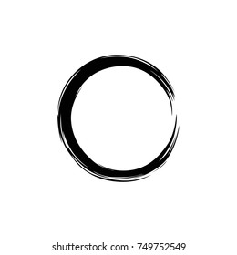 Black Zen Brush Circle Sumi-e Logo, Sign, Icon Watercolor, Illustration, Vector Design