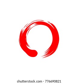 Black Zen Brush Circle Sumi-e Logo, Sign, Icon Watercolor, Illustration, Vector Design