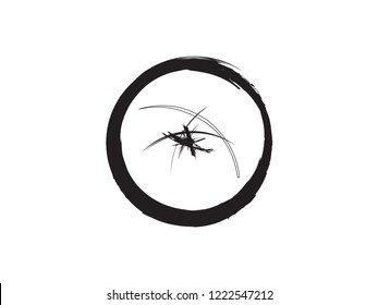 Black Zen Buddhism Symbolic Circle Vector Illustration. Hand Paint Brush Enso Circle Vector Design. Chinese Meditative Symbol Emblem. Original and Trend Logo Design