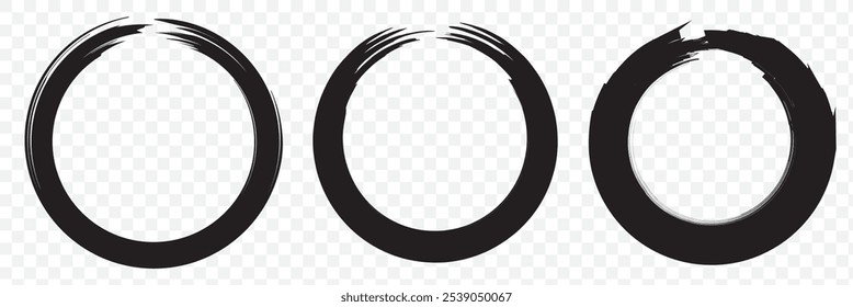 Logotipo negro del cepillo del círculo del zen, muestra, ilustración del diseño del Vector del icono. EPS 10.